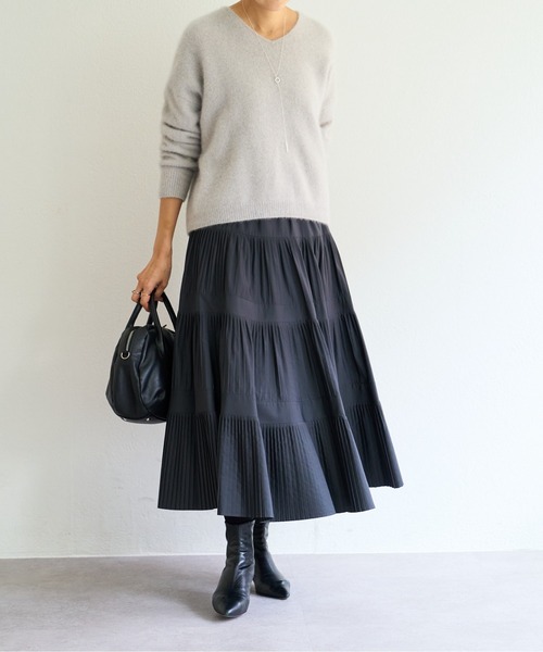 ビアズリー プリーツティアードスカート ブラック セール】プリーツティアードスカート(スカート)|BEARDSLEY