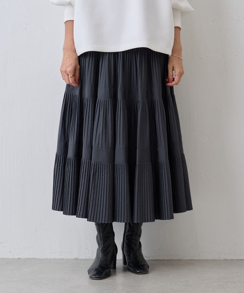 本日セール‼︎【極美品】BEARDSLEY プリーツティアードスカート　ブラック セール】プリーツティアードスカート（スカート）｜BEARDSLEY