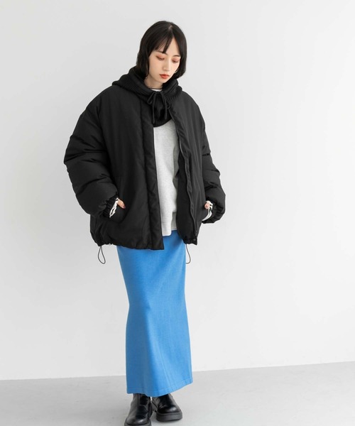 fifth（フィフス）の「ノーカラー中綿ショートコート（ダウンジャケット/コート・レディース・ベージュ/ブラック・M）」の6枚目の写真