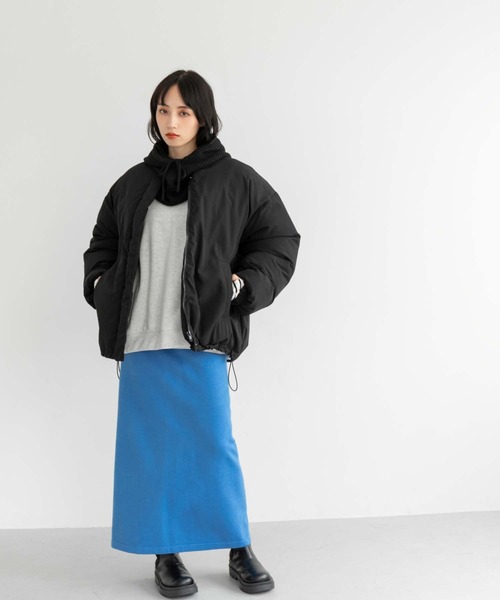 fifth（フィフス）の「ノーカラー中綿ショートコート（ダウンジャケット/コート・レディース・ベージュ/ブラック・M）」の8枚目の写真