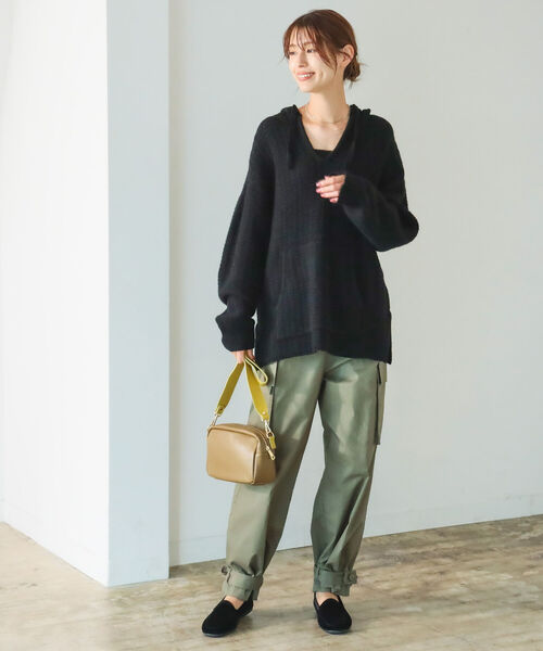 B:MING by BEAMS(ビーミングバイビームス)の「B:MING by BEAMS / メキシカン パーカーニット(ニット/セーター・レディース・ブラック/オフホワイト/ベージュ・FREE)」の4枚目の写真