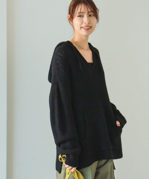 B:MING by BEAMS(ビーミングバイビームス)の「B:MING by BEAMS / メキシカン パーカーニット(ニット/セーター・レディース・ブラック/オフホワイト/ベージュ・FREE)」の5枚目の写真