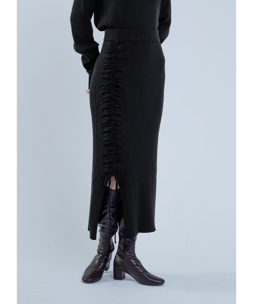 Adoon plain(アドーンプレーン)の「【セットアップ可能】2way/スリットニットスカート(スカート・レディース・ブルー/ブラック・MEDIUM/LARGE)」の6枚目の写真