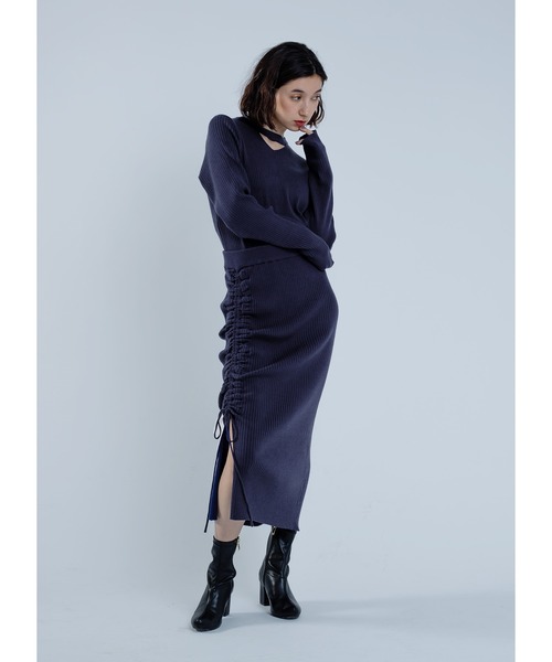 Adoon plain(アドーンプレーン)の「【セットアップ可能】2way/スリットニットスカート(スカート・レディース・ブルー/ブラック・MEDIUM/LARGE)」の14枚目の写真