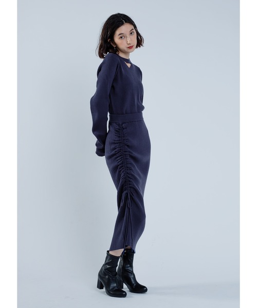 Adoon plain(アドーンプレーン)の「【セットアップ可能】2way/スリットニットスカート(スカート・レディース・ブルー/ブラック・MEDIUM/LARGE)」の15枚目の写真