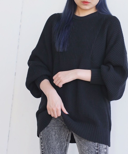 PAGEBOY（ページボーイ）の「6Gワッフルスリーブコットンプルオーバー（ニット/セーター・レディース・ブラック/ミント/オフホワイト/ピンク・FREE）」の13枚目の写真