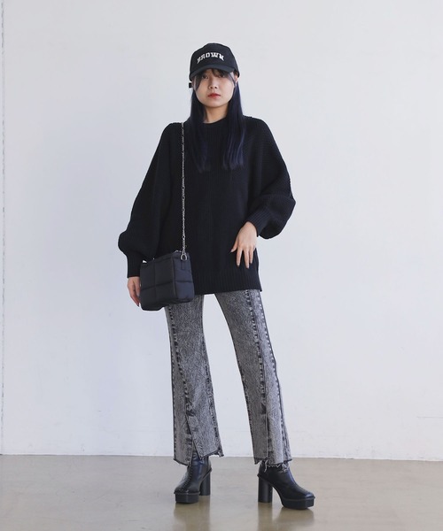 PAGEBOY（ページボーイ）の「6Gワッフルスリーブコットンプルオーバー（ニット/セーター・レディース・ブラック/ミント/オフホワイト/ピンク・FREE）」の16枚目の写真