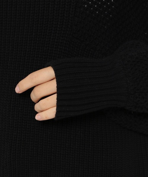 PAGEBOY（ページボーイ）の「6Gワッフルスリーブコットンプルオーバー（ニット/セーター・レディース・ブラック/ミント/オフホワイト/ピンク・FREE）」の10枚目の写真