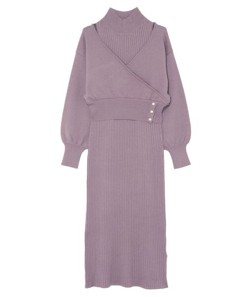 LAGUNAMOON（ラグナムーン）の「カシュクールニットセットワンピース（ワンピース・レディース・ベージュ/ラベンダー/ブラック・FREE）」の3枚目の写真