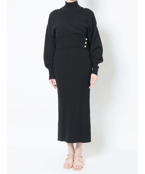 LAGUNAMOON（ラグナムーン）の「カシュクールニットセットワンピース（ワンピース・レディース・ベージュ/ラベンダー/ブラック・FREE）」の4枚目の写真