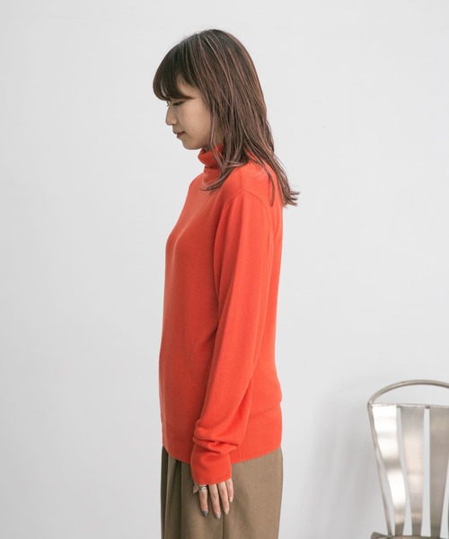 KBF（ケイビーエフ）の「ハイネックコンパクトニット（ニット/セーター・レディース・ブラウン/グリーン/オレンジ・ONE）」の14枚目の写真