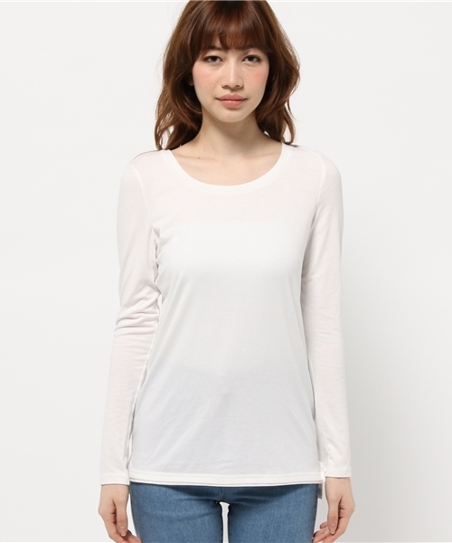 OUTLET（アウトレット）の「【DouDou】クルーカットソー（Tシャツ/カットソー・レディース・オフホワイト・FREE）」の2枚目の写真