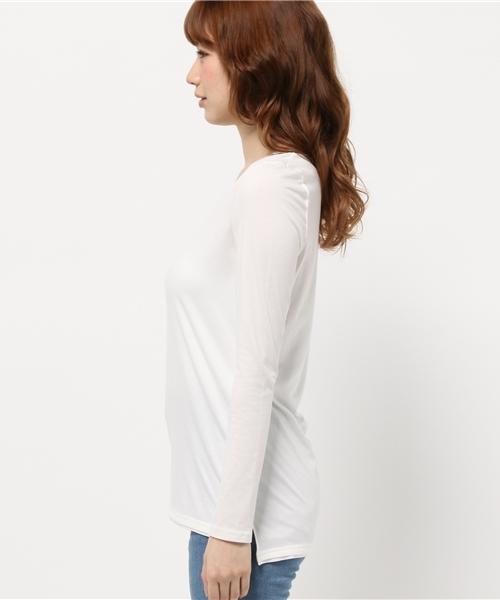 OUTLET（アウトレット）の「【DouDou】クルーカットソー（Tシャツ/カットソー・レディース・オフホワイト・FREE）」の3枚目の写真