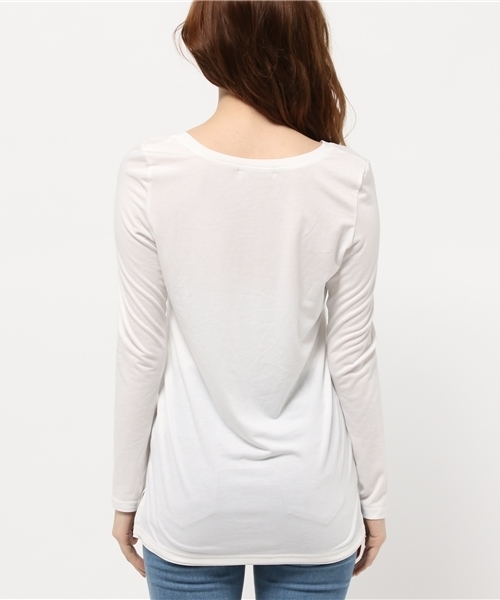 OUTLET（アウトレット）の「【DouDou】クルーカットソー（Tシャツ/カットソー・レディース・オフホワイト・FREE）」の4枚目の写真