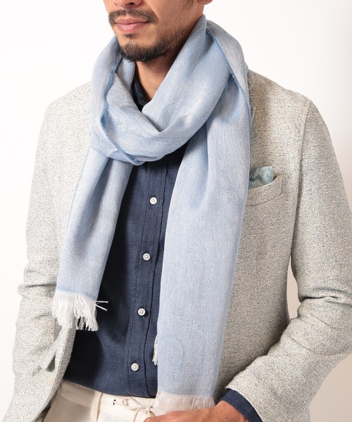 MEN'S BIGI（メンズビギ）の「ペイズリージャカードストール（ストール/ショール・メンズ・サックスブルー/ベージュ・FREE）」の3枚目の写真