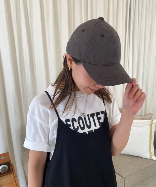 un dix cors（アンディコール）の「綿麻キャップ（キャップ・レディース・チャコールグレー/ブラウン/ライトベージュ・FREE）」の2枚目の写真