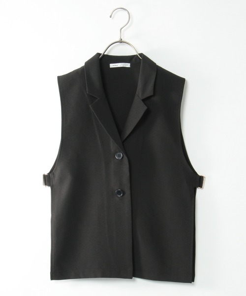 ikka(イッカ)の「サイドオープンテーラードジレ(120~160cm)(ベスト・キッズ・ブラック・120/130/140/150/160)」の1枚目の写真