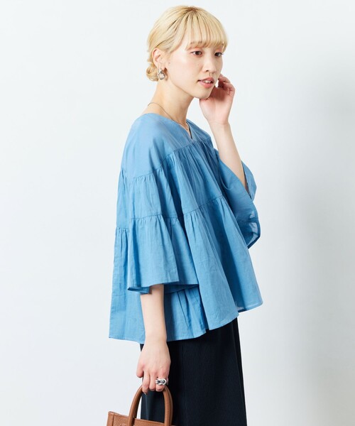 ティアードトップス LASUD｜ジョーゼットニットティアードトップス | Rakuten