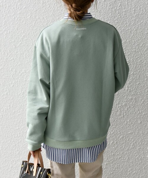 monmimi(モンミミ)の「【SHIPS any別注】MONMIMI: ロゴ プリント スウェット 23SS(スウェット・レディース・ライトグリーン/ベージュ/ブラック・ONE SIZE)」の3枚目の写真