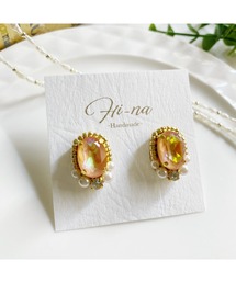 【Hi-na】ビジューとビーズの刺繡アクセサリー ピアス(MA)