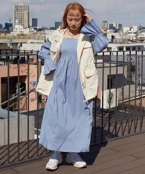 w closet（ダブルクローゼット）の「キャンディスリーブバックリボンワンピース（ワンピース・レディース・ミント/キナリ/ブルーパープル・FREE）」の9枚目の写真