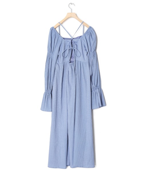 w closet（ダブルクローゼット）の「キャンディスリーブバックリボンワンピース（ワンピース・レディース・ミント/キナリ/ブルーパープル・FREE）」の6枚目の写真