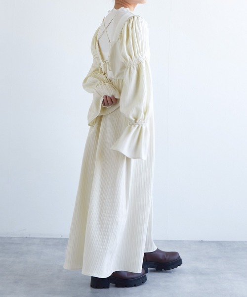 w closet（ダブルクローゼット）の「キャンディスリーブバックリボンワンピース（ワンピース・レディース・ミント/キナリ/ブルーパープル・FREE）」の21枚目の写真