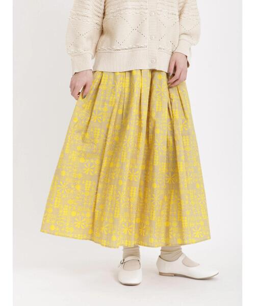 sm2rhythm（サマンサモスモスリズム）の「プリントタックスカート（スカート・レディース・イエロー/ブルー/ブラック・ﾌﾘ-）」の4枚目の写真