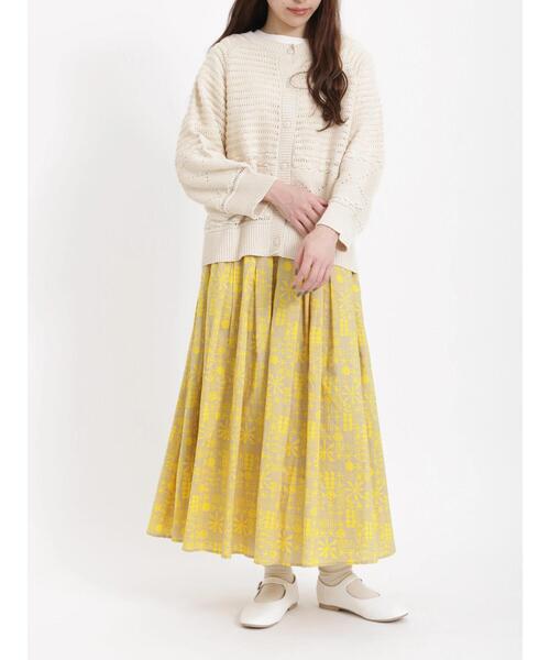 sm2rhythm（サマンサモスモスリズム）の「プリントタックスカート（スカート・レディース・イエロー/ブルー/ブラック・ﾌﾘ-）」の9枚目の写真