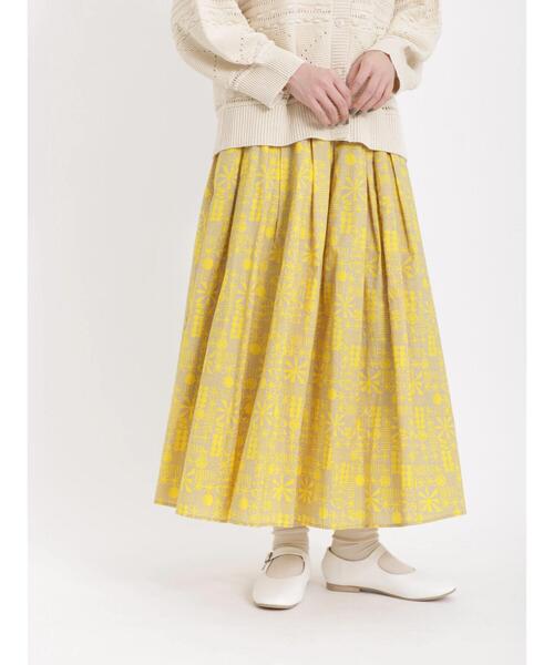 sm2rhythm（サマンサモスモスリズム）の「プリントタックスカート（スカート・レディース・イエロー/ブルー/ブラック・ﾌﾘ-）」の12枚目の写真