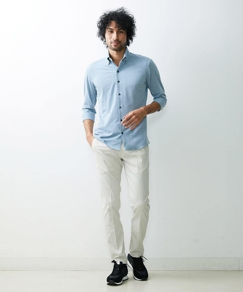 MICHEL KLEIN HOMME (ミッシェルクランオム)の「《日本製》千鳥柄イージーケア七分シャツ(シャツ/ブラウス・メンズ・ブラック/ベージュ/ブルー/グリーン・LARGE/X-LARGE/MEDIUM)」の6枚目の写真