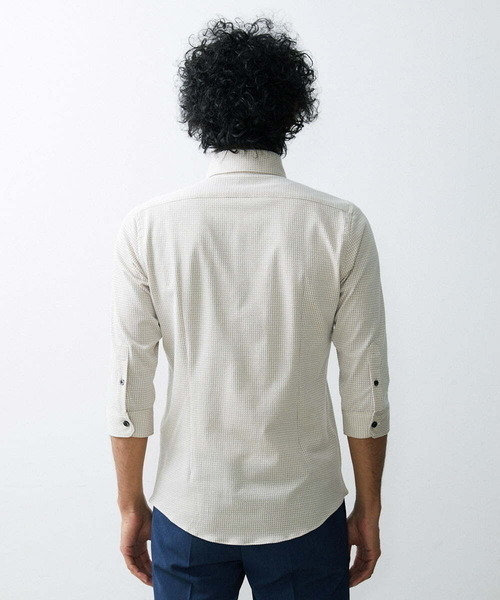 MICHEL KLEIN HOMME (ミッシェルクランオム)の「《日本製》千鳥柄イージーケア七分シャツ(シャツ/ブラウス・メンズ・ブラック/ベージュ/ブルー/グリーン・LARGE/X-LARGE/MEDIUM)」の13枚目の写真