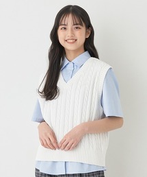 pom ponette junior（ポンポネットジュニア）の「コットンラインベスト（ニット/セーター・キッズ）」