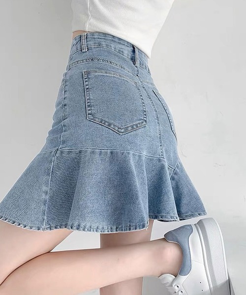 SPIGA(スピーガ)の「裾フレア切替デニムスカート(デニムスカート・レディース・ブルー・MEDIUM/SMALL)」の4枚目の写真