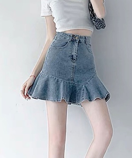 SPIGA(スピーガ)の「裾フレア切替デニムスカート(デニムスカート・レディース・ブルー・MEDIUM/SMALL)」の3枚目の写真