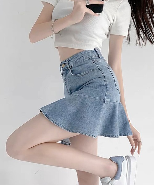 SPIGA(スピーガ)の「裾フレア切替デニムスカート(デニムスカート・レディース・ブルー・MEDIUM/SMALL)」の5枚目の写真