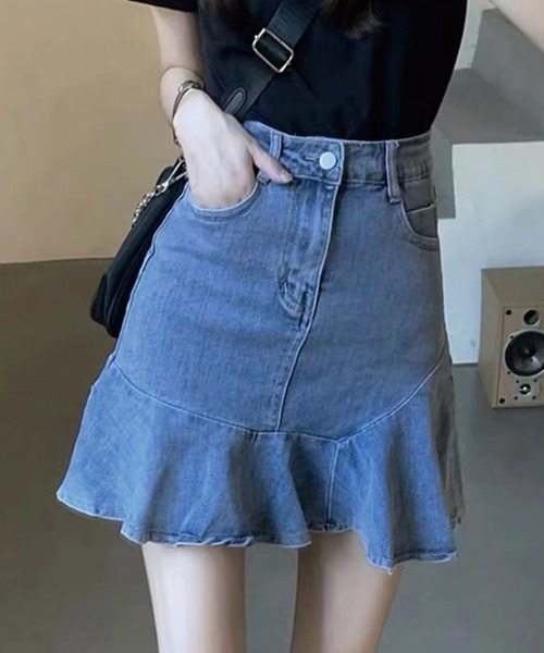 SPIGA(スピーガ)の「裾フレア切替デニムスカート(デニムスカート・レディース・ブルー・MEDIUM/SMALL)」の2枚目の写真