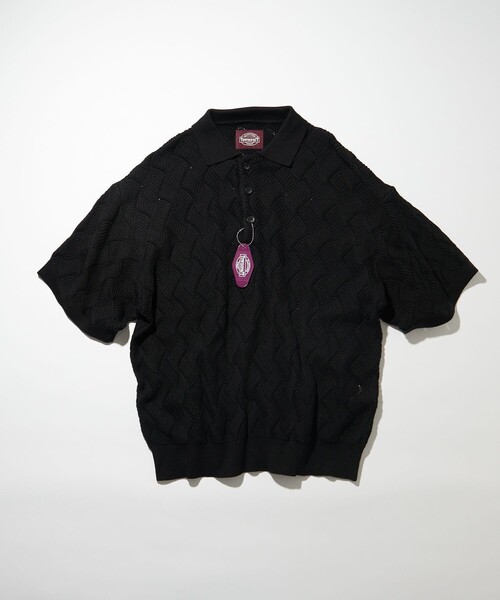 TOWNCRAFT（タウンクラフト）の「Towncraft PREP/タウンクラフトプレップ Jacquard Knit Polo/ジャカード ニットポロシャツ（ニット/セーター・メンズ・パープル/ブラック・LARGE/MEDIUM）」の9枚目の写真