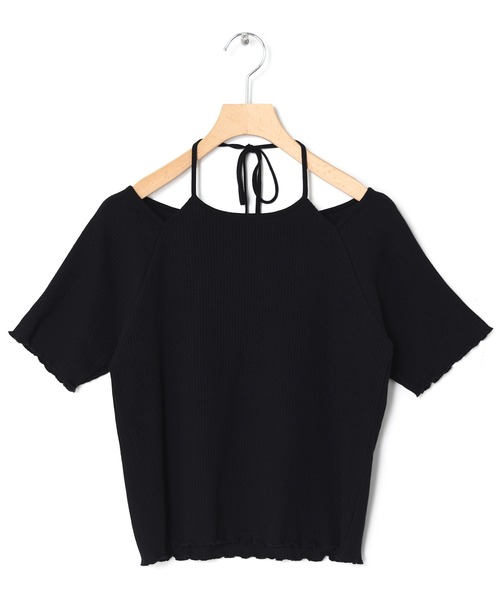 w closet(ダブルクローゼット)の「ホルターネックアメリカンスリーブプルオーバー(Tシャツ/カットソー・レディース・ブラック/ブルー系その他/ホワイト×ブラック/オフホワイト・FREE)」の11枚目の写真