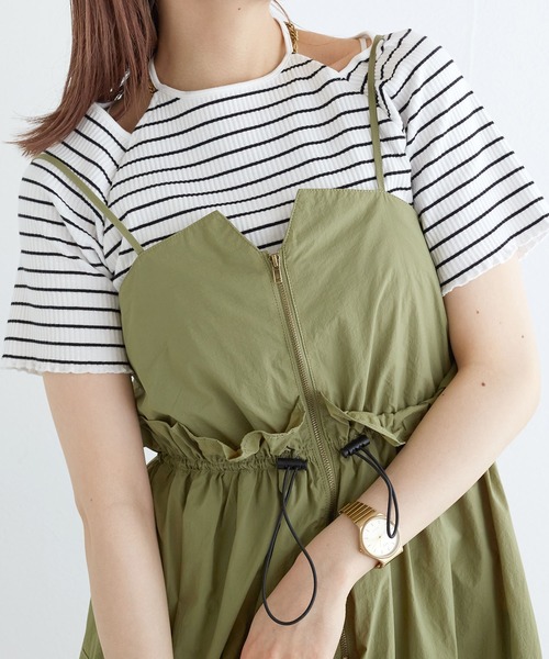 w closet(ダブルクローゼット)の「ホルターネックアメリカンスリーブプルオーバー(Tシャツ/カットソー・レディース・ブラック/ブルー系その他/ホワイト×ブラック/オフホワイト・FREE)」の19枚目の写真