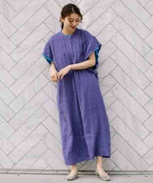 60s フレンチリネンギャザーシャツワンピース