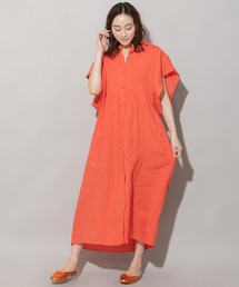 60s フレンチリネンギャザーシャツワンピース