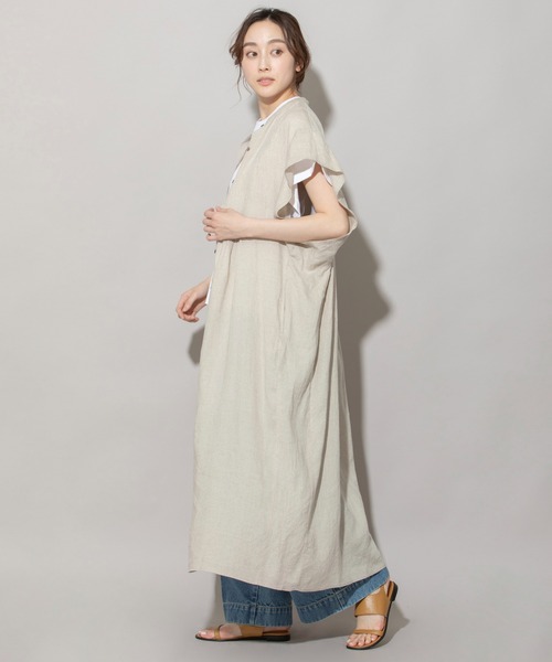 新品未使用タグ付き/ヤマダヤMunich オフホワイトリネンシャツワンピースM Munich（ミューニック）の「60s フレンチリネンギャザーシャツ