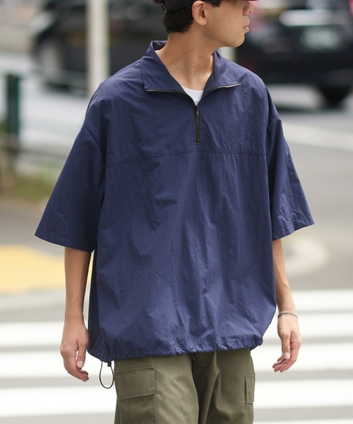 CIAOPANIC TYPY（チャオパニックティピー）の「【WEB限定】ナイロンハーフジップビッグシルエットアノラックジャケット（ナイロンジャケット・メンズ・ネイビー/オフホワイト/オリーブ・MEDIUM/LARGE）」の3枚目の写真