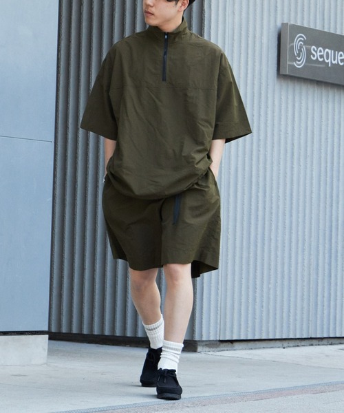 【ビッグシルエット】タイトブース　ハーフジップ　ナイロン　アノラック　バックロゴ ビッグシルエット】タイトブース ハーフジップ ナイロン アノラック