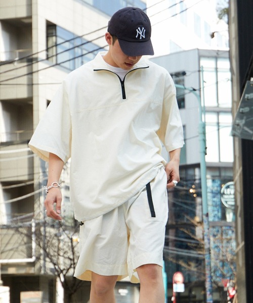 CIAOPANIC TYPY（チャオパニックティピー）の「【WEB限定】ナイロンハーフジップビッグシルエットアノラックジャケット（ナイロンジャケット・メンズ・ネイビー/オフホワイト/オリーブ・MEDIUM/LARGE）」の6枚目の写真