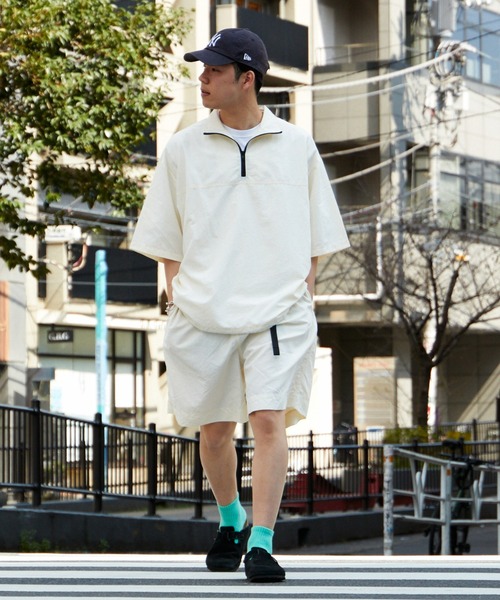 CIAOPANIC TYPY（チャオパニックティピー）の「【WEB限定】ナイロンハーフジップビッグシルエットアノラックジャケット（ナイロンジャケット・メンズ・ネイビー/オフホワイト/オリーブ・MEDIUM/LARGE）」の9枚目の写真