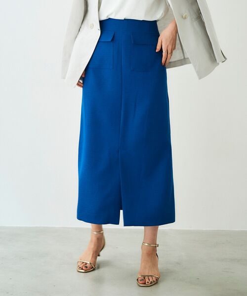 le.coeur blanc（ルクールブラン）の「スラブポケットストレートスカート（スカート・レディース・ライトグリーン/アイボリー/ブルー・36/38）」の3枚目の写真