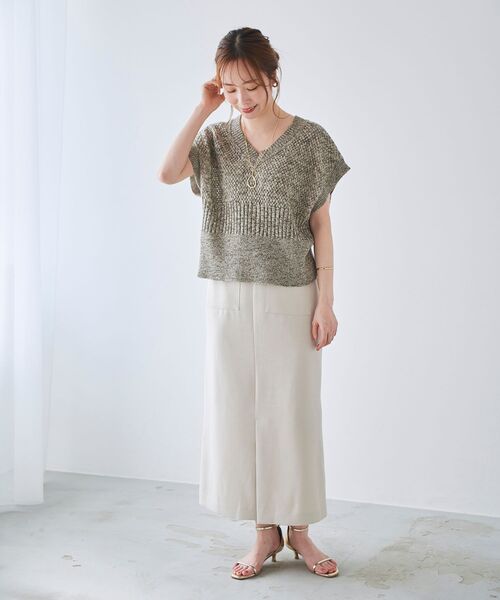 le.coeur blanc（ルクールブラン）の「スラブポケットストレートスカート（スカート・レディース・ライトグリーン/アイボリー/ブルー・36/38）」の13枚目の写真