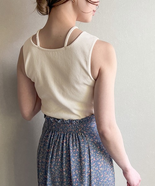 JUNOAH（ジュノア）の「クロスネックリブタンクトップ（タンクトップ